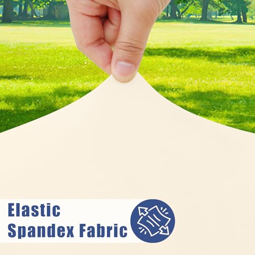 Moosfor Spandex 6 Foot Rectangle Table Cloth, Elastic Fitted Tablecloths for Picnic, Stretch Washable Patio Table Cover for Outdoor, Camping, Banquet and Parties (Champagne, 30"x72") - color: Beige, size: 72" x 30" (Rectangular)