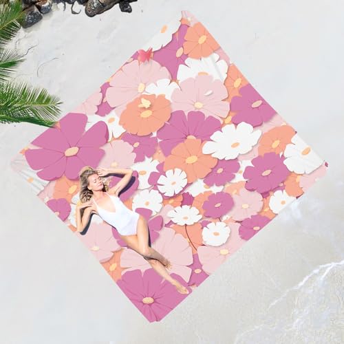 Beach Blanket 78''×81'' - Waterproof Sandproof Sand Free Oversized Mat for 1-5 Adults, Lightweight Durable Compact for Beach Travel Camping Hiking Picnic - color: Flower, size: 78"x81"