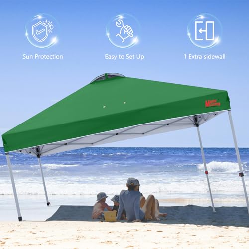 MASTERCANOPY Durable Pop-up Canopy Tent with 1 Sidewall (10'x10',Forest Green) - color: Forest Green, size: 10x10
