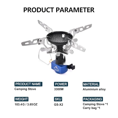 Widesea Backpacking Stove 3300W Camping Stove Portable Gas Burner with Iginitor Mini Ultralight Hiking Gear Outdoor Equipment - style: IGNITION STOVE