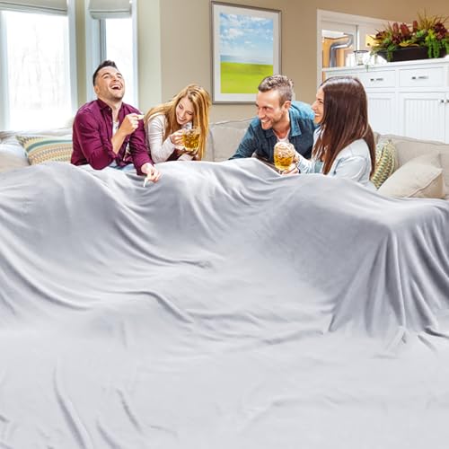 Edenleaf Oversized Blanket 120x120 Inches, Giant Huge Companion for Bed, Sofa, Travel and Camping, Extra Large Big Soft Blanket Fits The Whole Family and Outdoor Campaign, Light Grey - color: Light Grey