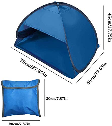 Beach Sun Shelters,Instant Sun Shade Canopy Head PopUp Canopy Automatic Shade Tent for Camping Hiking Picnic Portable Sun Shelter Windproof Waterproof with Mobile Phone Stand - color: Blue-Waterproof-27.5in