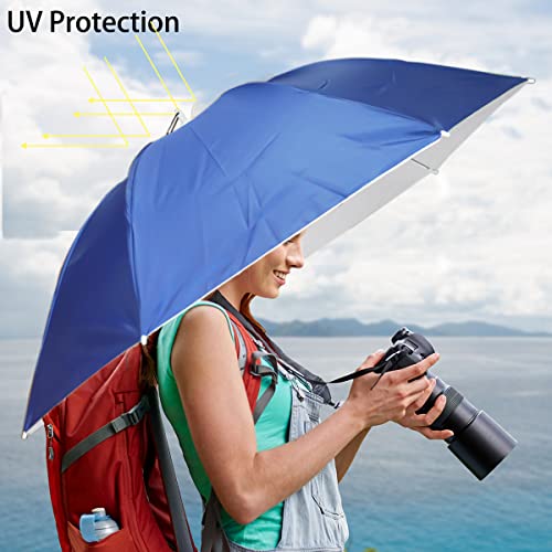 Umbrella Hat, 37 inch Fishing Umbrella Hat Hands Free Foldable UV Protection Umbrella Cap Adjustable Headwear for Fishing Golf Camping Beach Gardening Sunshade Outdoor - color: Blue