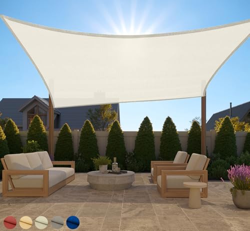 GORILLA GRIP Heavy Duty Sun Shade, UV Protection Fade Tear and Rust Resistant Rectangle Sunshade Canopy, Curved Edges Blocks Sunlight, Breathable Sail, Outdoor Patio, Lawn Garden, 8x12 FT Butter Ivory - color: Ivory, size: 8' X 12', style: Rectangle