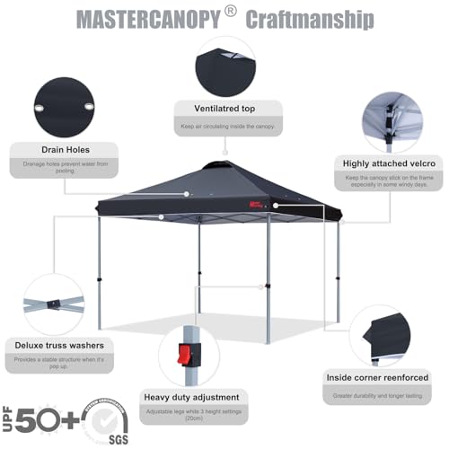 MASTERCANOPY Durable Pop-up Canopy Tent with Roller Bag (10x10, Black) - color: Black, size: 10x10