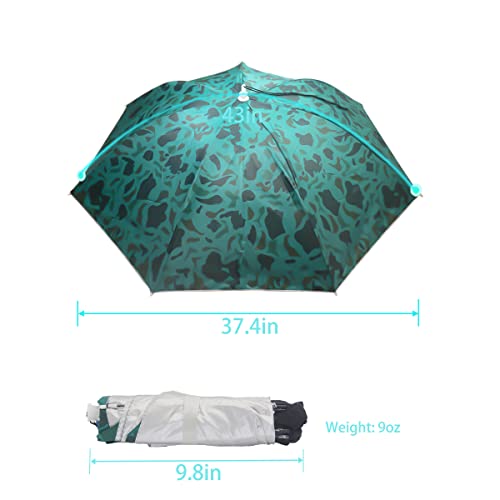 Umbrella Hat, 37 inch Fishing Umbrella Hat Hands Free Foldable UV Protection Umbrella Cap Adjustable Headwear for Fishing Golf Camping Beach Gardening Sunshade Outdoor - color: Camouflage