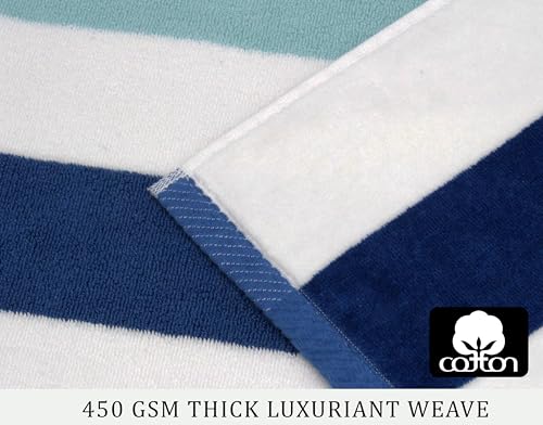 COTTON CRAFT Hooded Beach Towel - Oversized XXL 35x84 Towel with Hood for Adults - The Big Kahuna 7 Foot Beach Blanket Towel - Big & Tall Soft 100% Cotton Velour - Pool Bath Wrap - Cabana Stripe Blue - color: Ocean Blue, size: 1 Pack - 35x84 Hooded