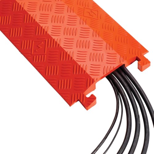 Checkers 1 Channel 3' Long Light Duty Drive Over Cable Protector for Multiple 1" Lines - Floor Cable Cover for Walkways and Driveways - Made in The USA from Durable Polyurethane - Orange - FL1X4-O - color: Orange