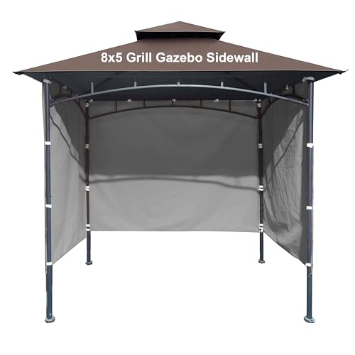 3PCS Grill Gazebo Replacement Sidewall, 5' x 8' Outdoor BBQ Gazebo Sunwall,(Gray) - color: Gray