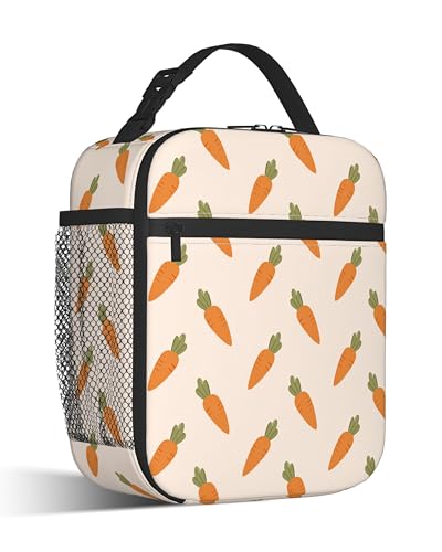 Carrot Print Lunch Bag for Kids,Easter Vegetable Insulated Lunch Box for Women, Large Capacity with Mutiple Pockets Gilrs Boys School Thermal Bag for Work,Picnic,Hiking - color: Carrot Print