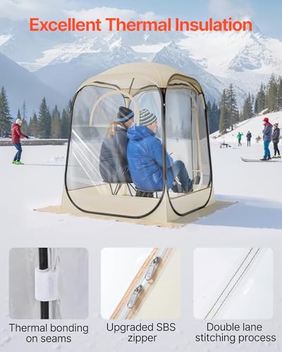 VEVOR Pop up Sports Tent, 8 Sizes Optional Clear Bubble Tent for 1-6 Person, Waterproof Outdoor Pod with Floor Mat & Top Cover, Garden Igloo Dome Tents Camping Shelter for Sports Watching - color: Clear, size: 50" L x 50" W x 66.9" H