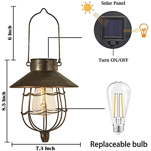 YAKii 6 Pack Solar Lantern Hanging Waterproof Outdoor Metal Solar Lamp with Warm White Light Decorate for Yard Garden Pathway Patio Porch (Antique Copper) - style: Copper-6 pack