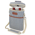 opux 2 Bottle Wine Carrier Tote, Insulated Leakproof Wine Cooler Bag, Wine Travel Bag for Picnic BYOB Beach, Portable Wine Bottle Carrying Case, Gift for Wine Lover Women Men Christmas,Stripe - color: Navy Stripes