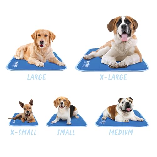 The Green Pet Shop Cool Pet Pad - Extra Large, Blue - Self-Cooling, Pressure Activated Mat for Dogs & Cats from 80+ lbs - Non-Toxic Gel, No Water Needed - color: Blue, size: X-Large