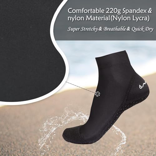 OMGear Water Socks Sand Proof Booties Quick Dry Swim Dive Socks for Sand Soccer Beach Volleyball - color: Black02, size: X-Small