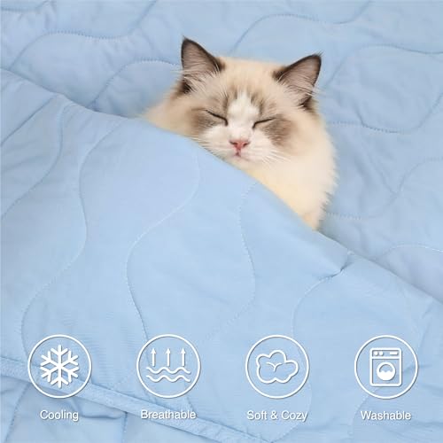 Cooling Blanket for Dogs - Q-MAX>0.4 Waterproof Pet Throw Blanket Bed Cover, Non-Slip Dog Blankets for Couch Protector, Washable Furniture Cover for Summer, Blue,40x60 - color: Light Blue, size: 40x60 Inch