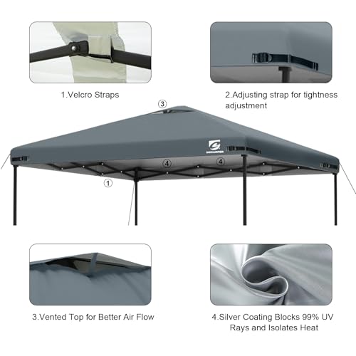 10x10 Pop Up Canopy Replacement Top Cover with Air Vent for Straight Leg Canopy Tent, Waterproof for Outdoor Garden Patio Camping Sun Shade (Light Gray) - color: Light Gray