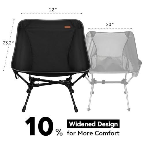 TOBTOS Ultralight Camping Chair, Portable Folding Chair Support 330 lbs, Stable Compact Camp Chair for Hiking Backpacking Travel Beach (Black) - color: Black