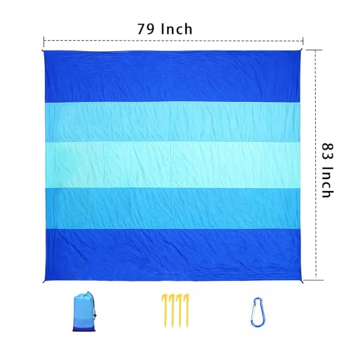 Beach Blanket Sandproof Waterproof 79" x 83", Extra Large Beach Mat, Sand Free Quick Drying Camping Blanket, Lightweight Foldable Beach Essentials for Outdoor, Picnic & Travel - size: 79x83 Inches