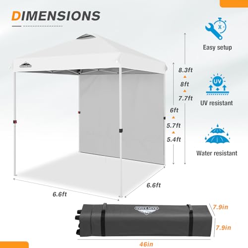 EAGLE PEAK Commercial Canopy 6.6x6.6 Pop Up Canopy Tent with 1 Sidewall, Easy Setup Heavy Duty Instant Event Shelter for Vendors & Markets, Outdoor Sun Shade, White - color: White, size: 6.6x6.6