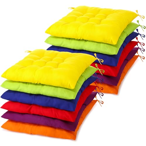 Geetery 12 Pcs Floor Pillows Bulk Seating Cushions for Floor Chair 15.7'' Large Meditation Cushion for Yoga Living Room Tatami Bedroom Balcony Office (Colorful,Square) - color: Colorful, size: Square