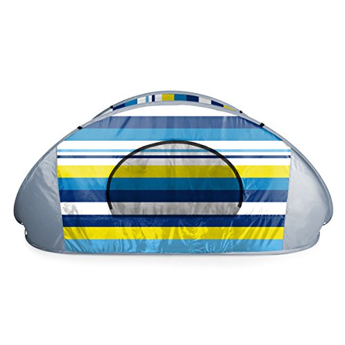 ONIVA - a Picnic Time brand - Manta Portable Beach Tent - Pop Up Tent - Beach Sun Shelter Pop Up, (Blue, White, & Yellow Beach Stripe) - color: Beach Stripes