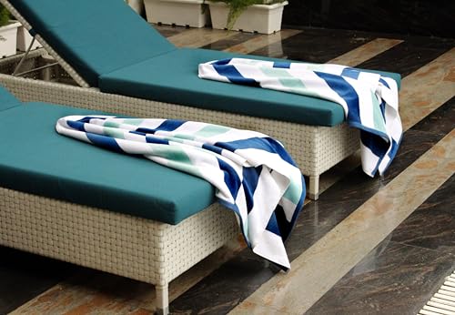 COTTON CRAFT Oversized XL Beach Towel - 2 Pack 39 x 68 inches Big & Huge Beach Blanket Towel - 100% Cotton Velour Thick Plush 450 GSM Super Soft Luxury - Pool Picnic Bath Towel - Cabana Stripe Blue - color: Ocean Blue, size: 2 Pack - 39x68