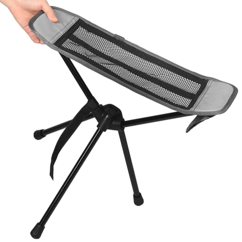 VANZACK Portable Folding Camping Stool and Footrest Ultralight Compact Outdoor Seat for Hiking Fishing Picnic Gray