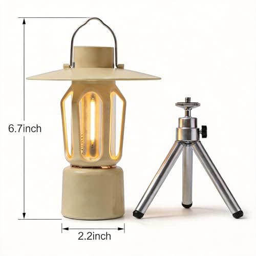 Retro Rechargeable Mini LED Camping Lantern, 400LM 2000mAh, IPX4 Waterproof with Stand/Magnetic Base/Hook, 5 Light Modes, Rechargeable Vintage Small Lantern for Camping, Hiking, Power Outages, Gifts