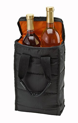 Handy Laundry Wine Carrier Tote Bag - 2 Bottle Pockets - Attractive wine bag with thick external padding, zipper and easy to carry handles. Perfect for travel, picnics or a day at the beach.