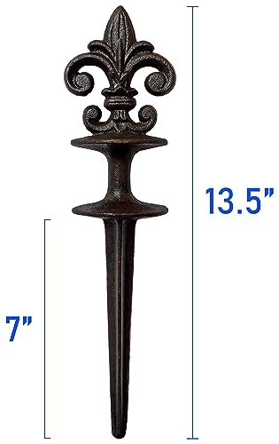 Lulu Decor, Antique Black Cast Iron Garden Fleur de lis Hose Guides, Set of 3. Strong and Decorative Hose Guide that Protects Your Plants and Provides Elegance to Your Garden