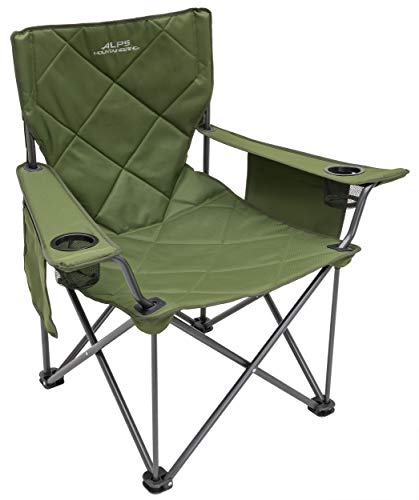 ALPS Mountaineering King Kong Camping Chairs for Adults with Mesh Cup Holders and Pockets, Built Durable and Reliable with Compact Foldable Steel Frame - color: Green