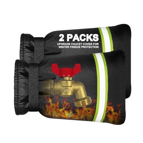 Upgrade Ourdoor Faucet Covers for Winter Freeze Protection, Large Hose Bib Covers, 2 Pcs Waterproof & Frost Free Water Pipe Insulated Protector Black - size: 9.4"w * 6.7"h Black 2pcs