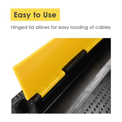 Yescom Cable Ramp Protector 1 Channel Garden Hose Protecitive 22000 Lbs Load Capacity Heavy Duty Speed Bump for Road Driveway Walkway, 2 Packs - size: 2.4"H - 1 Channel - 2 Pack