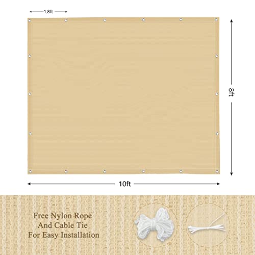 90% Outdoor Sun Shade Cloth, 8' x 10', Pergola, Deck, and Backyard Patio Sunshade with UV Protection, Heat Resistant HDPE Material, Reinforced Grommets (8x10 FT, Wheat) - color: 1-wheat, size: 8x10 FT