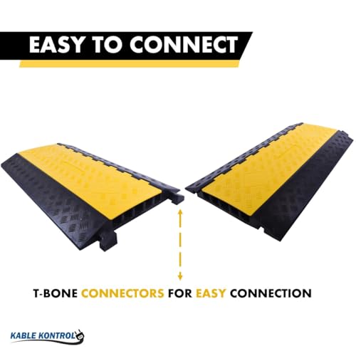 Kable Kontrol Atlas Heavy Duty Cable Protector Ramp - 5 Channel Bulk Wholesale Pallet - 30 Pcs - 36" Long Black & Yellow - 36,000 Lbs Capacity - Rubber Speed Bump Wire Protector Cord Cover - CP9988 - size: 5 Channel - 30 Units