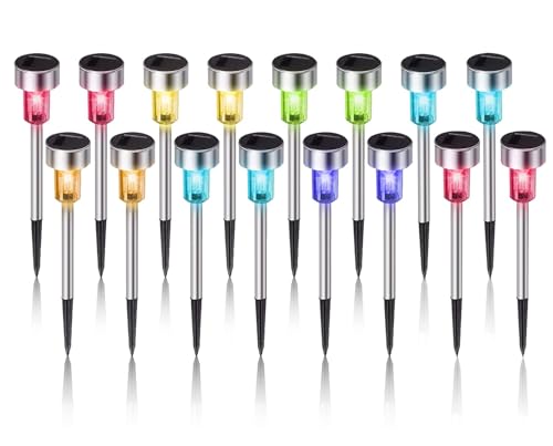 Dream Master Solar Lights Outdoor Waterproof, Stainless Steel LED Landscape Lighting, Solar Garden Lights, Outdoor Christmas Decorations for Yard, Pathway, Walkway, Patio, Lawn - 16Pack(Multicolor) - color: Multicolor, size: 16 Pack