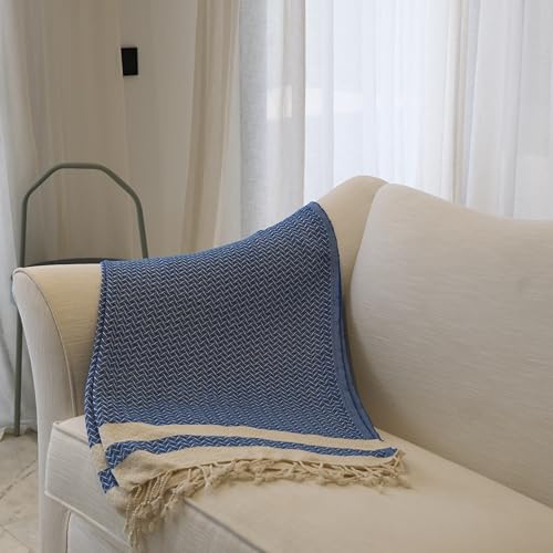 mysticalanatolia Turkish Beach Towel Oversized Cotton Sand Free Quick Dry Lightweight Peshtemal Large Travel Yoga Picnic Blanket Absorbent Compact 39x79 Blue - color: Blue
