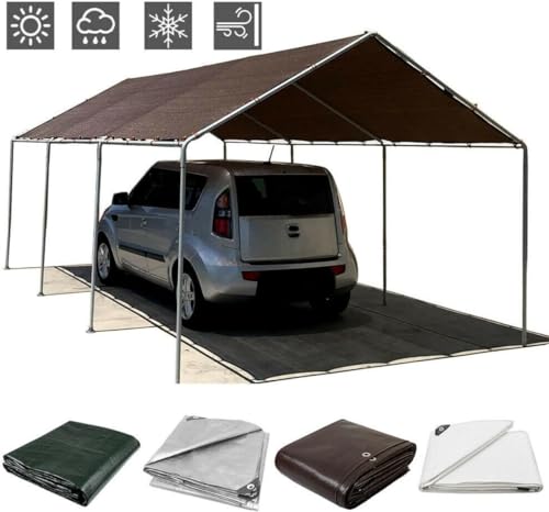 20'x 40' Tarps Heavy Duty Thick Waterproof, Poly Canopy Brown Tent Shelter Cover, 16 Mil Tarpaulin Shade, Rip and Tear Proof, UV Resistant Tarpaulin with Grommets and Reinforced Edges - color: Brown, size: 20 x 40ft