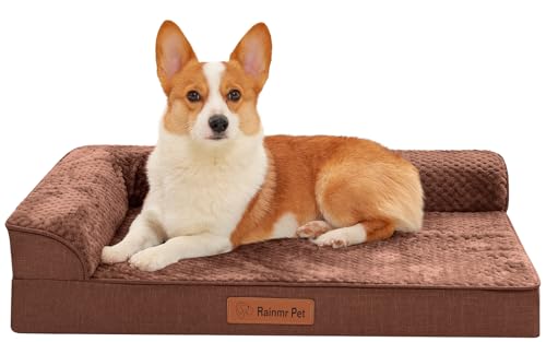Rainmr Orthopedic Dog Bed Medium Size Dog, Memory Foam Dogs Bed for Medium Dogs, Washable Removable Cover, Nonskid Bottom, Waterproof, for Indoor, Outdoor, Crate ＆ Car Use, 35x23x6 Inches, Brown Grey - color: Standard Version-Brown, size: 35.0"L x 23.0"W