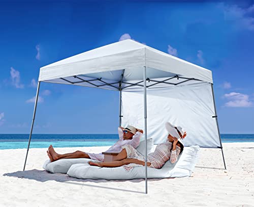ABCCANOPY Pop Up Canopy Tent-10x10 Outdoor Camping Canopy Slant Leg Beach Canopy Tent with Backpack Bag,10 x 10 ft Base / 8 x 8 ft Top，White - color: White, size: 10x10