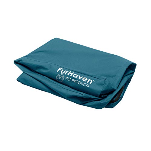 Furhaven Replacement Dog Bed Cover Water-Resistant Indoor/Outdoor Logo Print Oxford Polycanvas Mattress, Washable - Deep Lagoon, Medium - color: Deep Lagoon, size: Medium (Pack of 1)