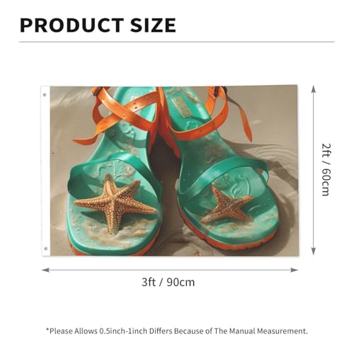 Flip-Flops On A Sandy Beach Flag 2 X 3 Ft Double Sided Vertical Garden Flag Seasonal Holiday Banner With Brass Grommets Photo Backdrop Yard Flag For Outdoor Indoor Home Decor - color: Flip-Flops On A Sandy Beach