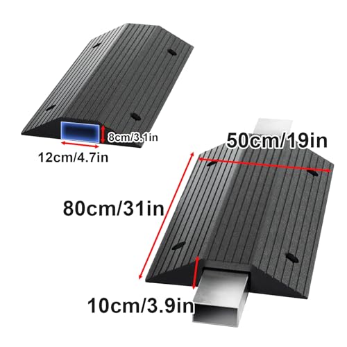 Rubber Ramps for Door Threshold Outdoor Cable Protector Cover Anti-Slip 600 Lbs Capacity, Screw Fixing for Driveways, Gardens & Industrial Use(10x50x80cm/3.9x19x39in) - size: 10x50x80cm/3.9x19x39in