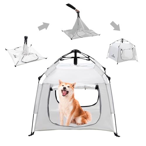 ASFANES Outdoor Pet Automatic Camping Tent, Pop up Cave Bed for Indoor Cats and Small Dogs, Portable Cat House Dog House, White.(No Ventilation mesh, Door Must be Left Open for use) - style: White