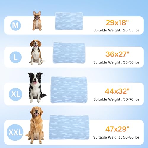 ZOMISIA Cooling Mat for Extra Large Dogs XL - Thin Portable Pet Cooling Pad, Breathable and Washable Cool Fiber with Non-Slip Bottom, Outdoor Use for Summer, 44x32, Blue - size: 44''x32''(XL)