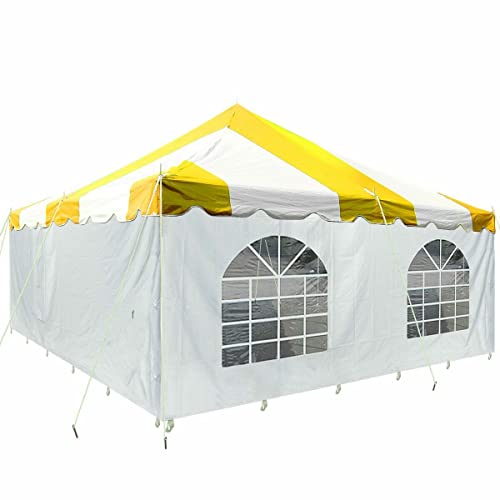 Party Tents Direct 20'x 20' Weekender Canopy Pole Tent with Sidewalls - Easy Up Canopy Tent with 80 Person Capacity - Outdoor Canopies for Parties, Weddings, and Events (Yellow/White) - color: Yellow, size: 20' x 20'