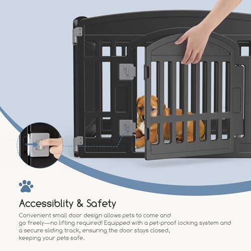DUMOS Dog Playpen 4 Panel 24" Plastic Exercise Pen with Door Small Puppy, Medium Dogs Animal Pet for Outdoor, Garden, Yard, RV Camping - Black - color: Black