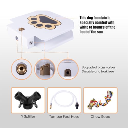 BACOENG Outdoor Dog Water Fountain Step On, Dog Sprinkler Paw Activated for Large Dogs, Pet Drinking Water Fountain with Upgraded Valve