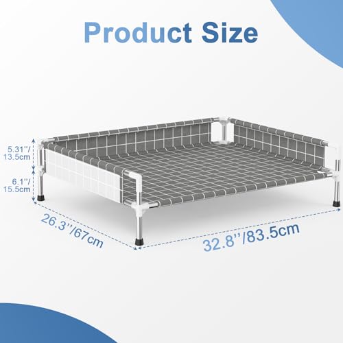 Elevated Dog Bed with 3-Sided Fence - Raised Pet Bed with Non-Slip Feet, Durable Elevated Couch for Medium Dogs, Indoor/Outdoor Use with Easy-Clean Fabric - size: M